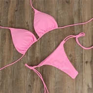 2pcs Sexy Women Summer Swimwear Bikini Set Bra Tie Side G-String Thong Beach e Swimsuit Bathing Swimming Suit