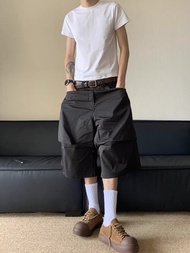 Quần Short Nam American Retro Pleated Loose Leg Woodcutter Seven-Foot Summer New Style Quần Dài Thườ