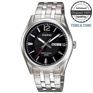 Time&Time Casio Standard นาฬิกาข้อมือผู้ชาย สีดำ/เงิน สายสแตนเลส รุ่น MTP-1335D-1AVDF