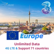 Wefly UK &amp; Europe SIM Card 4G High speed 10GB|50GB|100GB Unlimited 5G/4G Data + Call Data SIM Card 3UK 73 countrie