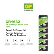 GP Lithium Coin Cells Battery CR1632 [ Card of 5s ] (VL1632 ML1632 BR1632 DL1632 KECR1632 CR 1632)