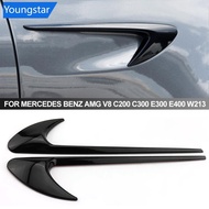 【FY】  2Pcs Car Side Sticker Vent Fender Trim Emblem Blade Logo Trim For Mercedes Benz AMG V8 C200 C3