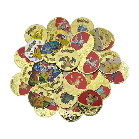 Anime Gold Plated Gold Coin Game Commemorative Coin Pikachu Mewtwo Charizard Gold Coin Game Collecti
