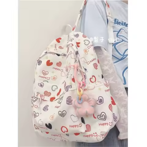 2025 New Cute Cartoon Printed Backpack Harajuku ulzzang Japanese Versatile Soft Girl Book Girl Back 