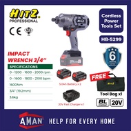 HITZ 20V Impact Wrench Cordless Brushless 3/4" Rechargeable Electric Screwdriver Cordless Impact Wre