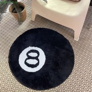 PATRICIA1 8 Ball Carpet, Plush Round 8 Ball Rug, Creative Skin Friendly Anti-slip Black 8 Ball Mat H