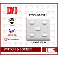 LWD 5 GANG 1 WAY FLUSH SWITCH / SWITCH SOCKET / WALL SWITCH