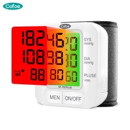 Cofoe Blood Pressure Monitor Smart Wrist Digital USB Charing Tri-color Backlight Indicators BP Heart Beat Monitor Sphygmomanometer
