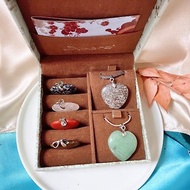 【西洋古董飾品】Amore六種天然水晶珠寶盒愛心東菱玉手工雕項鍊
