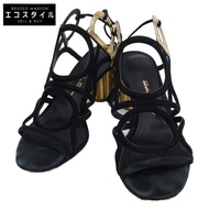 二手 Salvatore Ferragamo 麂皮繫帶涼鞋，6D 碼