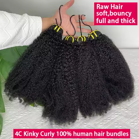4C Afro Kinky Curly Human Hair Bundles 100% Unprocessed Raw Virgin Hair Curly Weave 4B 4C For Women 