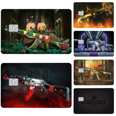 CSGO Weapon Skin AK47 Stickers 4pcs PVC Card Skin Stickers For Bank Card Bus Metro Card Case Decorat
