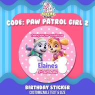 Custom Birthday Sticker - Paw Patrol Girl (Skye &amp; Everest) (20pcs) Birthday Sticker