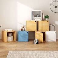 Small Cabinet Simple with Door Storage Cabinet Bookshelf Modern Combination Freestanding Grid Cabine