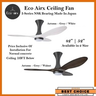 Free Wifi ECO AIRX I-Series Autumn NSK Bearing Japan DC Motor Ceiling Fan+Install - LED Light 26W (Optional) Google Tuya
