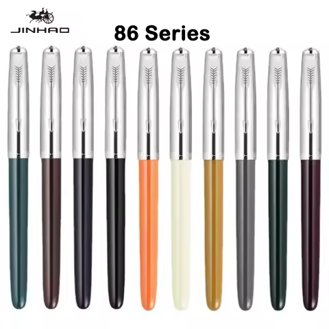 JINHAO 86 Fountain Pen 0.5mm Resin Classic Ink Pen Silver Cap with Clip Student PK 9019 Office Schoo