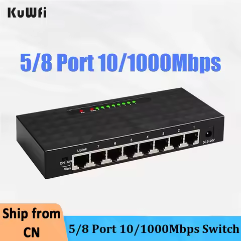 KuWFi Gigabit Ethernet Switch 5/8Port High Fast RJ45 Hub Internet Splitter Smart Switch Ethernet Net