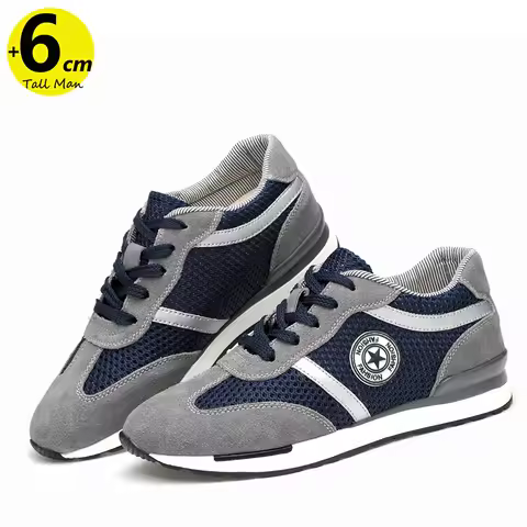 Booster Shoes Lift Sneakers Men's Chunky Elevator Height Increase Insoles 6CM Plus Size 37-44