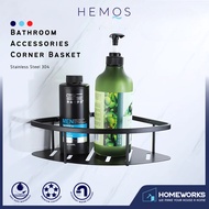 HEMOS BATHROOM FAUCET STAINLESS STEEL SUS 304 CORNER BASKET HM-89903 (MATE BLACK,SILVER,GREY)
