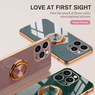 Plating Frame Camera Protect Case For IPhone 13 Pro 13Pro Max Aifon IPhon 13 Mini Car Magnetic Ring Stand Shockproof Cover Funda