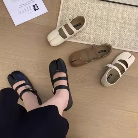 Bailamos Brand Fashion Split Toe Flats Shoes Women Ballerina Ninja Tabi Cozy Loafers Female Casual M