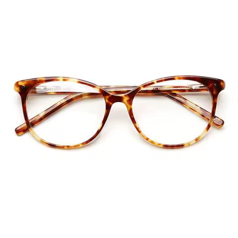 Acetate Spectacle Frame Glasses Women Vintage Trendy Clear Transparent No Degree Rivet Women Frame F