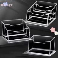 BORRAONE 1Pcs Bussiness Card Holder, Acrylic Plastic 1/2/3 Grids Business Card Box, School Office Su