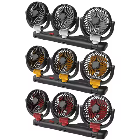 3 Head Automotive Air Fan USB 5V/12V/24V Car Cooling Fan 360° Adjustable Auto Air Circulation Fan fo