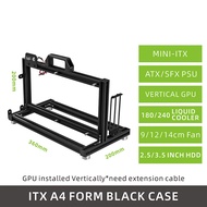 METALFISH ITX A4 Aluminum Open Frame Case Vertical GPU 240mm Cooler Mini-ITX Compatible DIY Gaming P