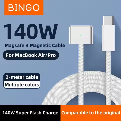 2025 New Multi-Color USB-C to Magsafe 3 PD 140W Magnetic Charging Braid Cable, For MacBook Air/Pro A