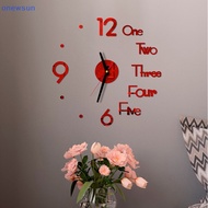 onewsun 3D Mirror Wall Clock Modern Design Creative Acrylic  Wall Clocks Stickers new