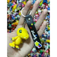 Ready Stock  Keychain with Rubber Strip  Digimon Agumon 