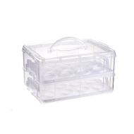 SOLARAEG Rectangle Cupcake Carrier Transparent 2 Tier Cupcake Storage Box Bakery Tool 24 Grids Cupca