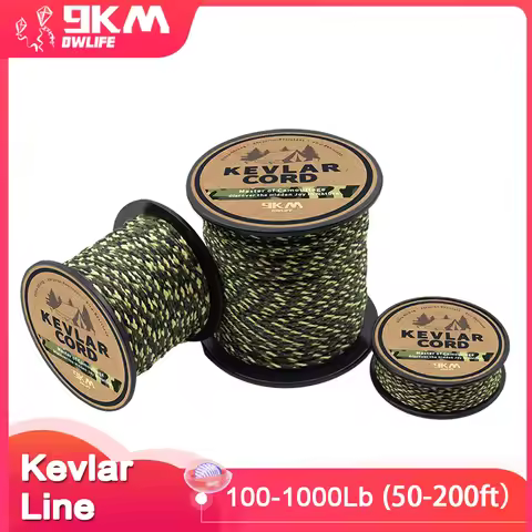 9KM 100-1000lb Kevlar Cord-Camo Kevlar Line Ultra-Strong, Lightweight & Abrasion-Proof Survival Rope