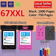 Compatible HP 67 HP 67XL HP 67XXL Ink Cartridge Black Color Refillable Ink for 2700 2721 2723 6020 6
