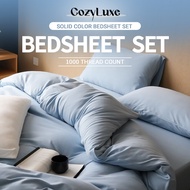 CozyLuxe 1000TC 100% Combed Cotton Bedsheet Set | Soft Breathable Solid Color | Single–King
