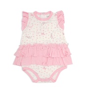 Joy Ride - Romper Dress with Frilled-sleeves and Double Frilled Bottom