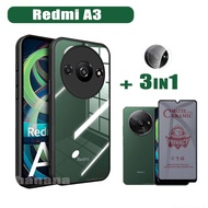 Redmi A3 A4 A5 A3X Transparent Matte Phone Case with Tempered Glass Screen Protector and Lens Film f
