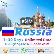 Wefly Russia eSIM 1-30 Days Unlimited 4G Data Daily 500MB/2GB Prepaid SIM Card Support eSIM for Tourist Travel
