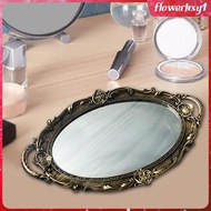 [Flowerhxy1] Round Mirrored Tray Trinkets Holder Tray Photo Props Mirror Organizer Tray Centerpieces for Bathroom Entryway Cabinet Desktop