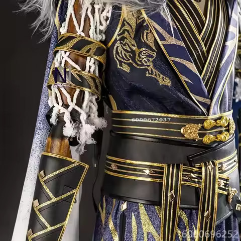 Game Naraka Bladepoint Akos Hu Cosplay Costume New Men's Halloween Party Outfit Set with Wig Accesso