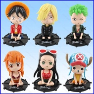 Comic 6pcs One Piece Q version Action Figure Luffy Nami Hancock Zoro Sanji Chopper Shaking Head Model Toys For Kids