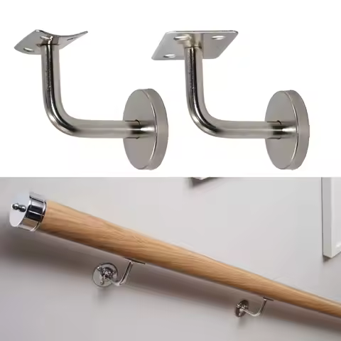 1PC Stair Handrail Brackets Stainless Steel 50x60mm Wall Support Hand Rail Silver Balustrade For Hou