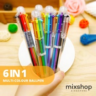 mixshop 6-in-1 Multicolour Ballpen Office School Supplies Students Children Day Gift[SG READY STOCK]