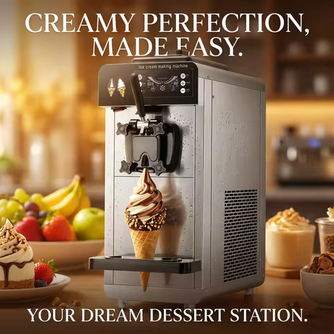 Commercial Gelato & Soft Ice Cream Maker, Italian-Style Frozen Dessert Machine for Shop and Café