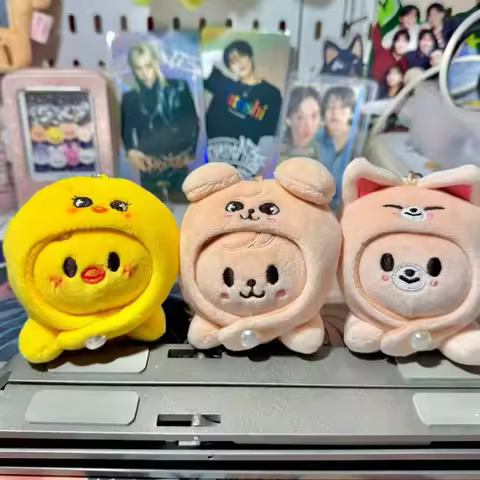 SKZOO Stray Kids Lying Down Wearing Hat Cartoon Plush Keychain Backpack Ornament Felix HyunJin Chan 