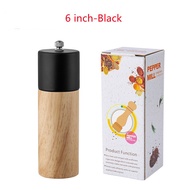 6 Inch Wood Ceramic Salt Pepper Grinder Manual Rotor Adjustable Natural Spice Pepper Mill Grinder fo