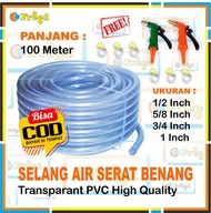 100 METER SELANG AIR BENING 1/2 5/8 3/4 INCH / SELANG AIR SERAT BENANG TRANSPARANT / SELANG TAMAN