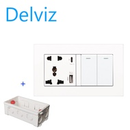 Delviz (EU/US/UK) 2GANG/2WAY+ wall-mounted European standard Type-C faDelviz (EU/US/UK) 2GANG/2WAY+