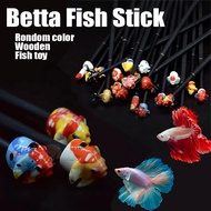 16cm Betta Fish Flash Stick Aquarium Training Interactive Toy Fish Wooden Stick Stress Release